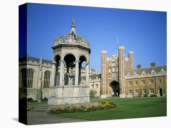 Great Court, Fountain and Great Gate, Trinity College, Cambridge, Cambridgeshire, England-David Hunter-Stretched Canvas