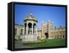 Great Court, Fountain and Great Gate, Trinity College, Cambridge, Cambridgeshire, England-David Hunter-Framed Stretched Canvas