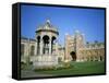 Great Court, Fountain and Great Gate, Trinity College, Cambridge, Cambridgeshire, England-David Hunter-Framed Stretched Canvas