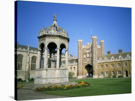 Great Court, Fountain and Great Gate, Trinity College, Cambridge, Cambridgeshire, England-David Hunter-Stretched Canvas