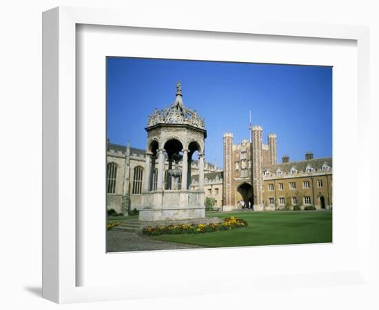 Great Court, Fountain and Great Gate, Trinity College, Cambridge, Cambridgeshire, England-David Hunter-Framed Photographic Print