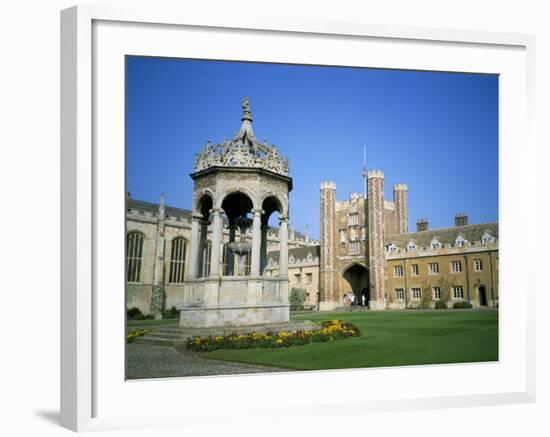 Great Court, Fountain and Great Gate, Trinity College, Cambridge, Cambridgeshire, England-David Hunter-Framed Photographic Print