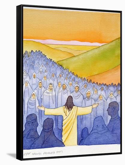 Great Crowds Followed Jesus as He Preached the Good News, 2004-Elizabeth Wang-Framed Stretched Canvas