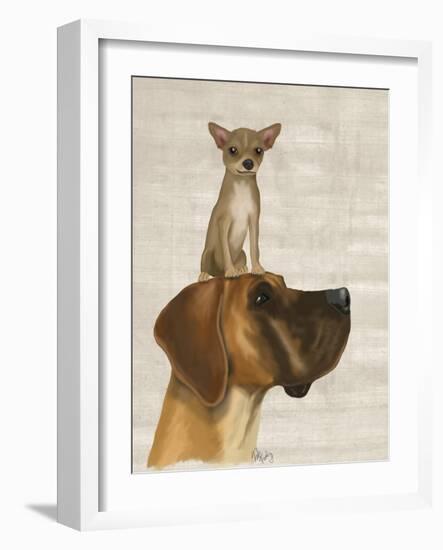 Great Dane and Chihuahua-Fab Funky-Framed Art Print