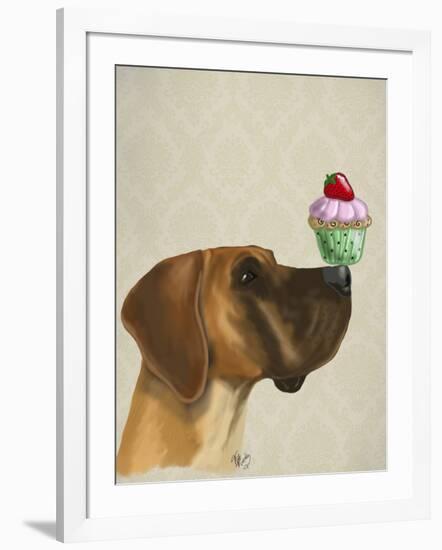 Great Dane and Cupcake-Fab Funky-Framed Art Print