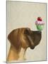 Great Dane and Cupcake-Fab Funky-Mounted Art Print