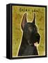 Great Dane Black-John W Golden-Framed Stretched Canvas