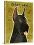 Great Dane Black-John W Golden-Stretched Canvas