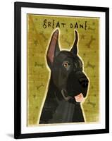 Great Dane Black-John W Golden-Framed Giclee Print