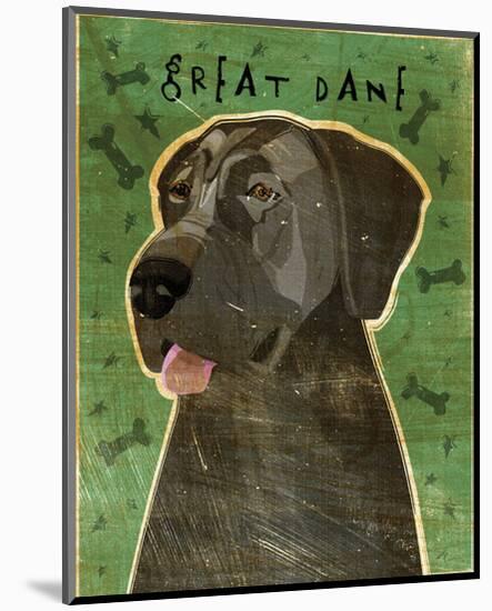 Great Dane (Blue, no crop)-John W^ Golden-Mounted Art Print