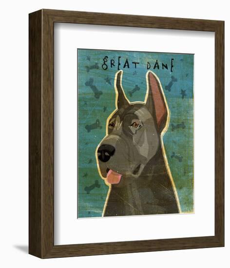 Great Dane (Blue)-John W^ Golden-Framed Art Print