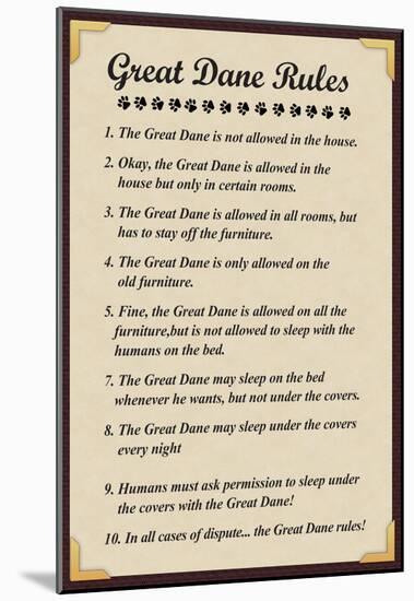 Great Dane House Rules-null-Mounted Poster