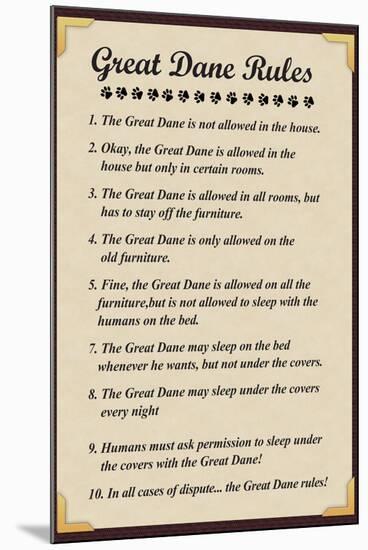 Great Dane House Rules-null-Mounted Poster