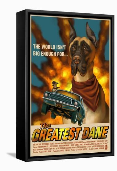 Great Dane - Retro Movie Ad-Lantern Press-Framed Stretched Canvas