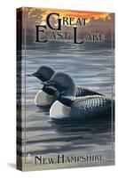 Great East Lake, New Hampshire - Loon Family-Lantern Press-Stretched Canvas