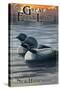 Great East Lake, New Hampshire - Loon Family-Lantern Press-Stretched Canvas