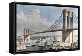 Great East River Suspension Bridge, Brooklyn, New York City, c.1883-null-Framed Stretched Canvas