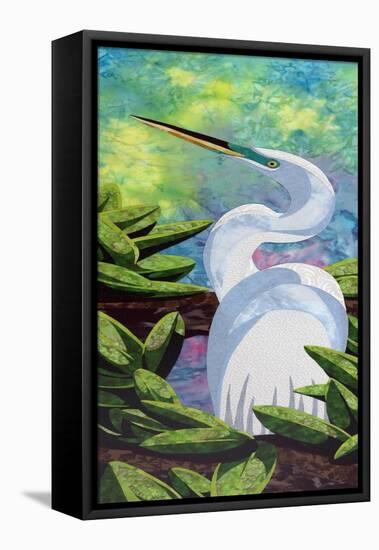 Great Egret-Kestrel Michaud-Framed Stretched Canvas