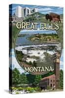 Great Falls, Montana - Montage-Lantern Press-Stretched Canvas