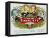 Great Financiers Brand Cigar Box Label-Lantern Press-Framed Stretched Canvas