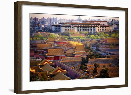 Great Hall of the People, Red Pavilion, Forbidden City, Beijing, China-William Perry-Framed Photographic Print