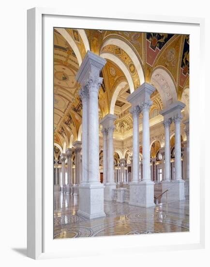 Great Hall, second floor, north. Library of Congress Thomas Jefferson Building, Washington, D.C.-Carol Highsmith-Framed Art Print