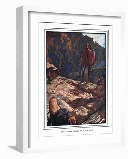 Great-Heart Drives Back the Lion-John Byam Liston Shaw-Framed Giclee Print