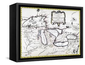 Great Lakes Map, 1755-null-Framed Stretched Canvas