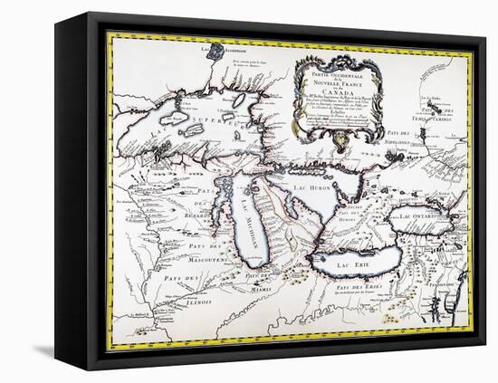 Great Lakes Map, 1755-null-Framed Stretched Canvas