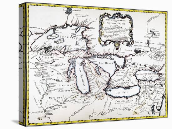 Great Lakes Map, 1755-null-Stretched Canvas