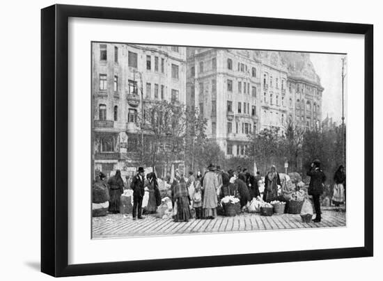 Great Market of Flowers, Budapest, Hungary, 1922-AW Cutler-Framed Giclee Print