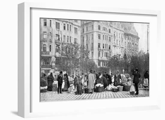 Great Market of Flowers, Budapest, Hungary, 1922-AW Cutler-Framed Giclee Print