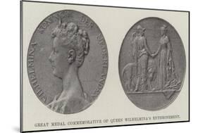 Great Medal Commemorative of Queen Wilhelmina's Enthronement-null-Mounted Giclee Print