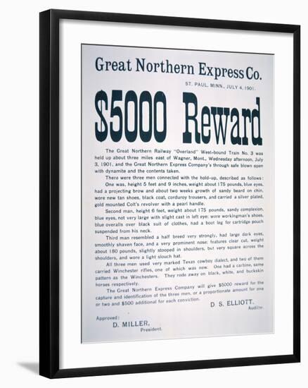 Great Northern Express Co. Reward Poster, 1901-null-Framed Giclee Print