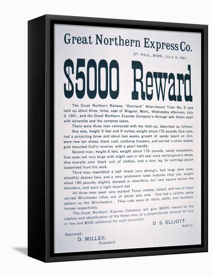 Great Northern Express Co. Reward Poster, 1901-null-Framed Stretched Canvas