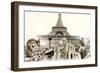 Great Parisian Landmarks - Touristic Collage-Maugli-l-Framed Premium Giclee Print