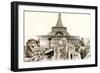 Great Parisian Landmarks - Touristic Collage-Maugli-l-Framed Premium Giclee Print