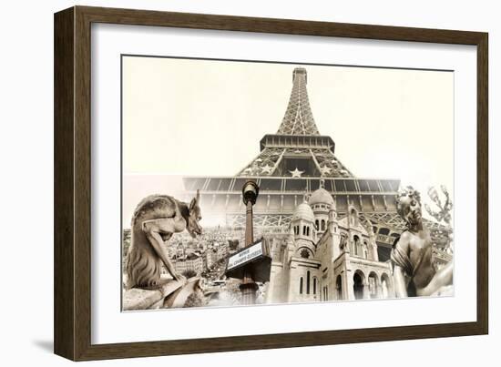 Great Parisian Landmarks - Touristic Collage-Maugli-l-Framed Art Print