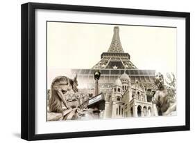 Great Parisian Landmarks - Touristic Collage-Maugli-l-Framed Art Print