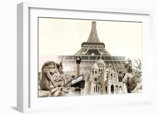 Great Parisian Landmarks - Touristic Collage-Maugli-l-Framed Art Print