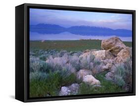 Great Salt Lake and the Wasatch Range, from Antelope Island State Park, Utah, USA-Jerry & Marcy Monkman-Framed Stretched Canvas