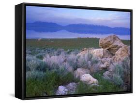 Great Salt Lake and the Wasatch Range, from Antelope Island State Park, Utah, USA-Jerry & Marcy Monkman-Framed Stretched Canvas