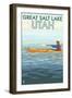 Great Salt Lake, Utah - Kayak Scene-Lantern Press-Framed Art Print