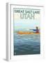 Great Salt Lake, Utah - Kayak Scene-Lantern Press-Framed Art Print