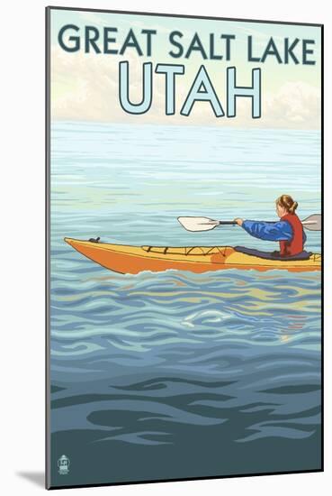 Great Salt Lake, Utah - Kayak Scene-Lantern Press-Mounted Art Print