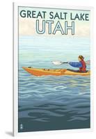 Great Salt Lake, Utah - Kayak Scene-Lantern Press-Framed Art Print