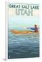 Great Salt Lake, Utah - Kayak Scene-Lantern Press-Framed Art Print