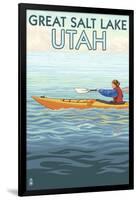 Great Salt Lake, Utah - Kayak Scene-Lantern Press-Framed Art Print