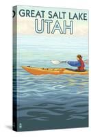 Great Salt Lake, Utah - Kayak Scene-Lantern Press-Stretched Canvas