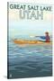 Great Salt Lake, Utah - Kayak Scene-Lantern Press-Stretched Canvas